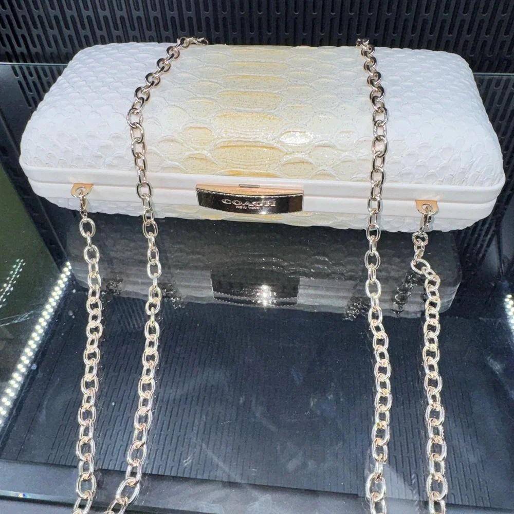 Coach Cream and Gold Textured Clutch